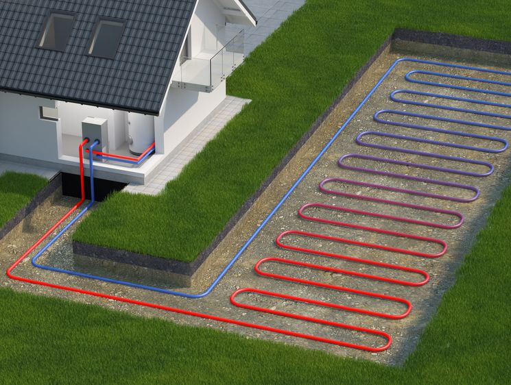 Bergvärmeslingor i trädgård